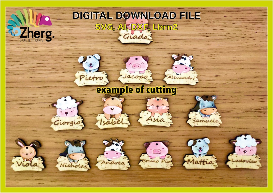 Farm Animals Keychain Instant Download Farm Party End SVG AI DXF Lbrn2