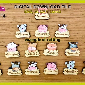 Llavero de animales de granja - Descarga instantánea - Granja - Final de fiesta - SVG - AI- DXF- Lbrn2