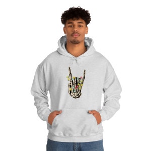 Skeleton Rock-On Christmas Lights Unisex Heavy Blend Hooded Sweatshirt