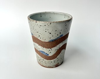 Handmade Tumbler | Wavy Boho Ceramic Cup | Beachy Bathroom Decor | Modern Home Gift
