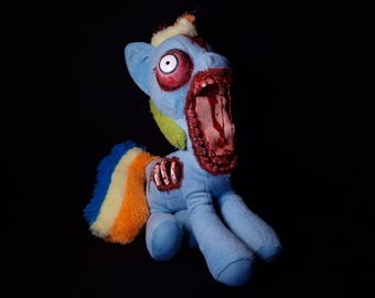 my little pony rainbow dash infection MLP unicorn horse plushie disturbing horror haunted stuffed animal shocking terrifying monster bloody