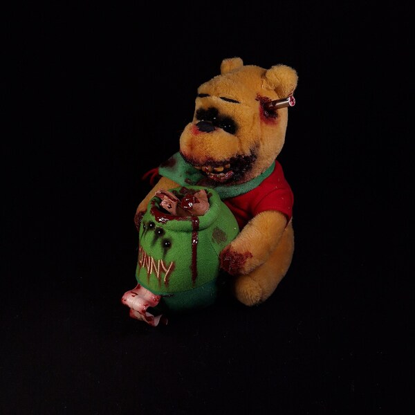 Creepy horror Disney winnie the pooh disturbing spooky haunted stuffed animal frightening monster teeth handmade plushie toy creepy pasta