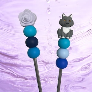 Amigurumi Sticks,Amigurumi Sticks,Wolf,Geschenk gehäkelt,Silikonperlen. Häkelzubehör, Häkelstäbchen, Häkelwerkzeug