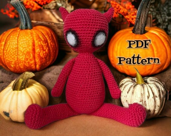 Demon amigurumi, devil amigurumi pattern, crochet pattern, pdf, tutorial, halloween, gothic doll