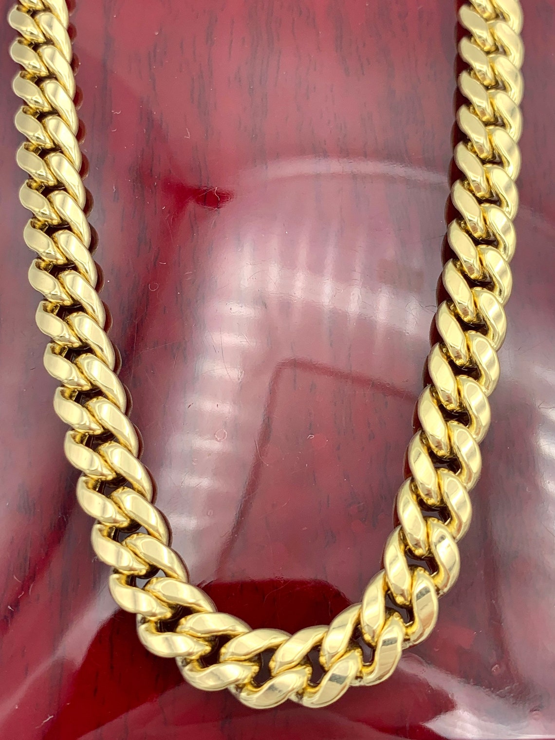 8mm 14k Real Gold Miami Cuban Link Chain Gold Cuban Necklace Etsy