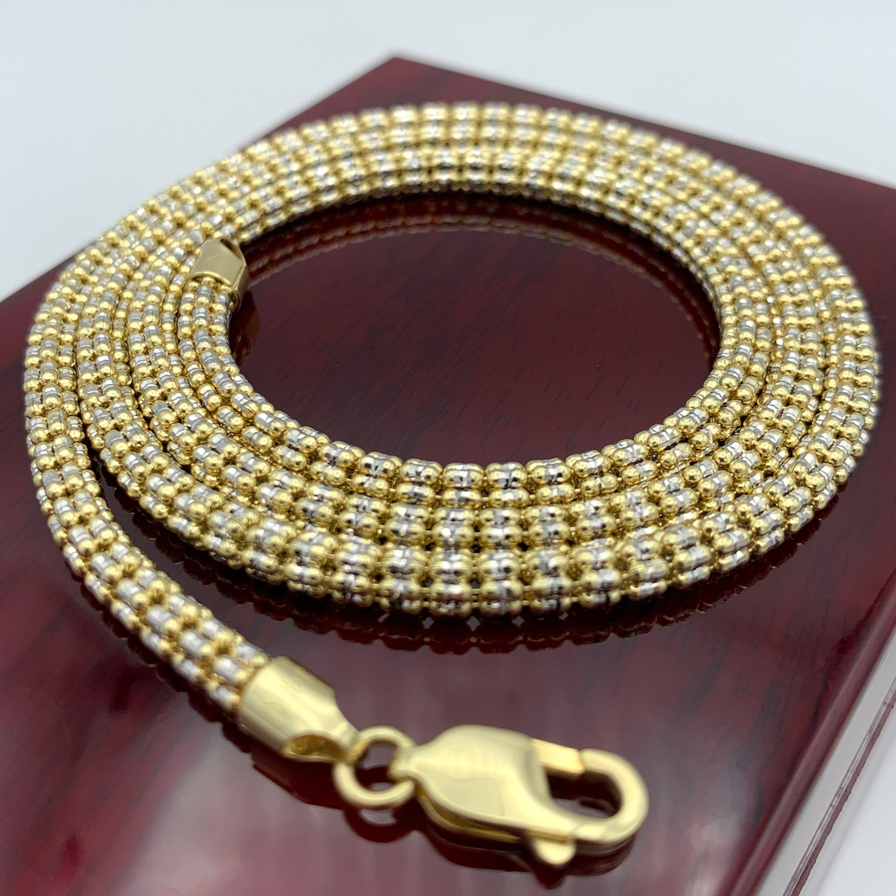 3.75mm 14k Real Gold Ice Link Chain Ice 