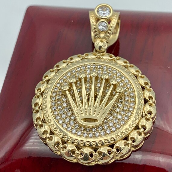 Large 14k Gold Crown Pendant Gold Crown 