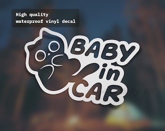Bébé à bord | Bébé dans la voiture | bébé chaton | Résistant aux intempéries | Amoureux des chats | Autocollant pour voiture