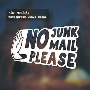 No junk mail please | window decal | security sticker decal | store business home window outdoor decal