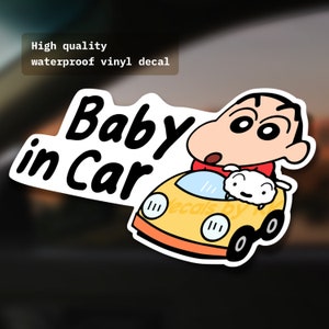 Crayon Shin Chan Baby in Car | cute sticker | Japanese Anime | outdoor decal | funny vinyl decal| Car Bumper Sticker