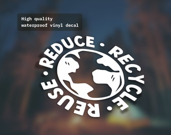 Reduce Recycle Reuse Decal Green Earth Environment Laptop Car Bumper Sticker