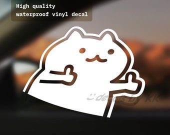 Cute cat thumbs up car macbook weatherproof decal sticker