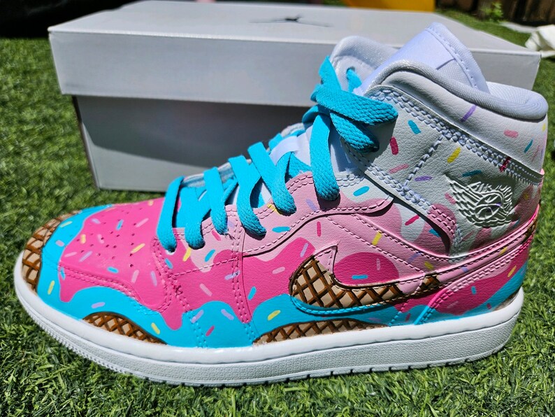 ICE CREAM DRIP Hand Painted Jordan 1 Mids Customizable Sneakers - Etsy