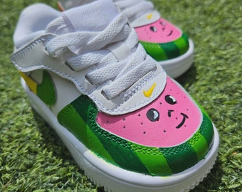 Cocomelon Custom Hand-Painted Air Force 1 Kicks, wearable art on sneakers for your little!