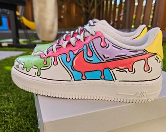 Nike Air Force 1 ドリップペイント Cartoon Drip Nike Af1s | Custom Hand-painted Sneakers | Colorful