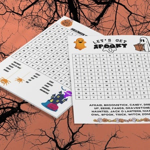 Halloween Large Print Word Search: 2 Spooky Digital Party Activities/digital download