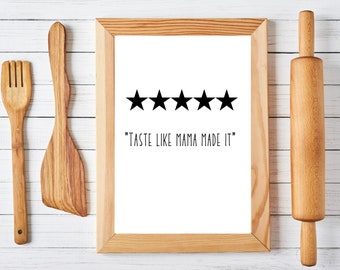 5 star food review - kitchen decor - instant/digital download - 8x10