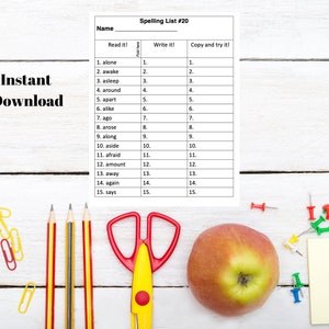 Abeka 1st grade spelling lists 9-30