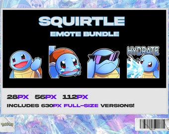 Squirtle Pokémon Chibi Emote Bundle and Icons for Twitch, Discord, and YouTube