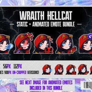 Wraith Hellcat Animated and Static Apex Legends Chibi Emote Bundle for Twitch, Discord, and YouTube