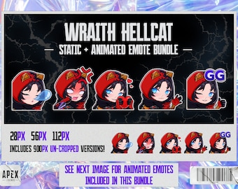 Wraith Hellcat Animated and Static Apex Legends Chibi Emote Bundle for Twitch, Discord, and YouTube