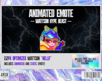 Animated Wattson Hype Beast Apex Legends Chibi Hello Emote for Twitch, Discord, and YouTube