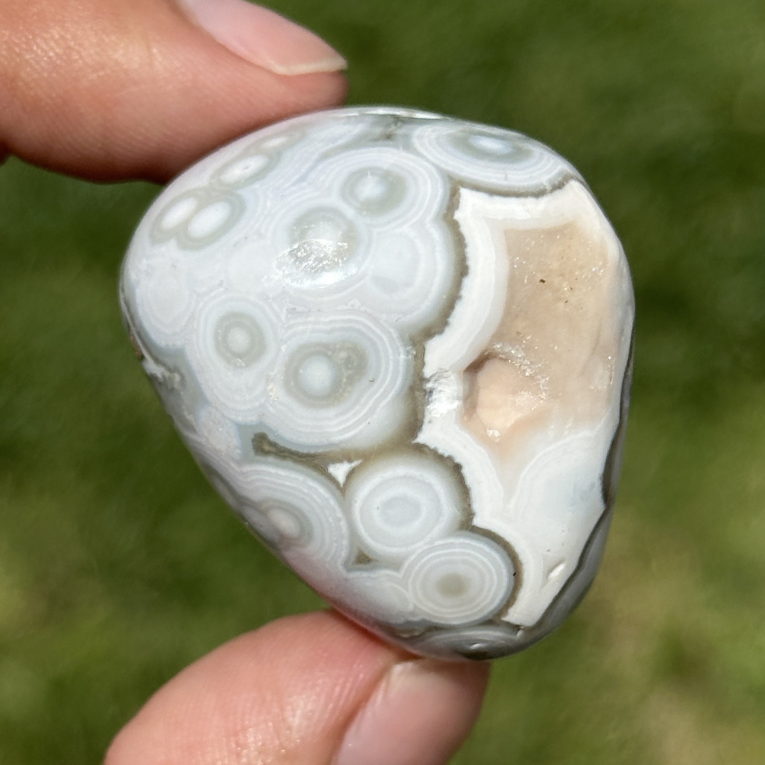 Old Stock Ocean Jasper HQ Gray palmstone white orbs rare 38mm