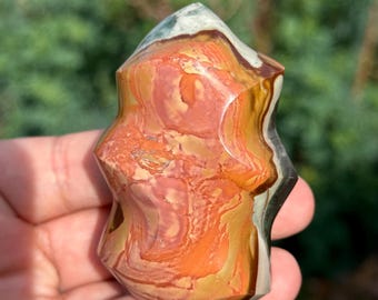Polychrome Jasper Flame HQ Gemstone Carving Crystal Sculpture Madagascar 2.6“