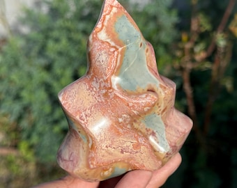 Polychrome Jasper Flame HQ Gemstone Carving Crystal Sculpture Madagascar 3.8“