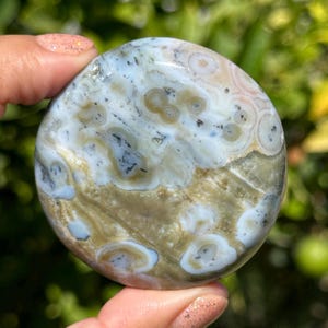 HQ Blue 8th Vein Ocean Jasper Palm Stone pink orbs green 59mm