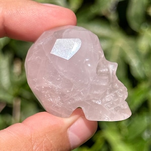 Rose Quartz Crystal Skull faceted HQ pink gemstone Carving guardian skulls