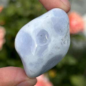 Blue Chalcedony Polished Freeform Gemstone Specimen 48mm