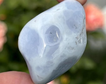 Blue Chalcedony Polished Freeform Gemstone Specimen 48mm