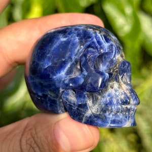 2” Sodalite Crystal Skull speckled blue peach white HQ gemstone Carving guardian skulls Halloween