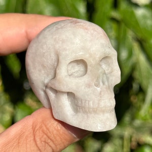 2” Pink Serpentine & Talc Crystal Skull pink white HQ gemstone Carving guardian skulls Halloween