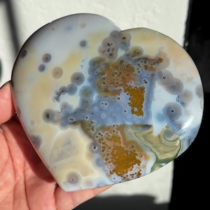 8th Vein Ocean Jasper Heart | Blue Jelly Floating Fish Eye Orbs 1.43 lbs