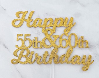 Adorno personalizado para tarta de cumpleaños con purpurina, nombre y número personalizados.