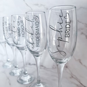 Personalised wedding Prosecco glass, wedding flutes, personalised champagne flutes, bridal party, wedding gift, bridesmaid gift, hen do