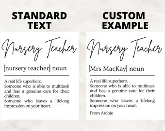 Nursery teacher candle labels, nursery teacher definition candle stickers, personalised nursery teacher gift, nursery teacher Christmas gift