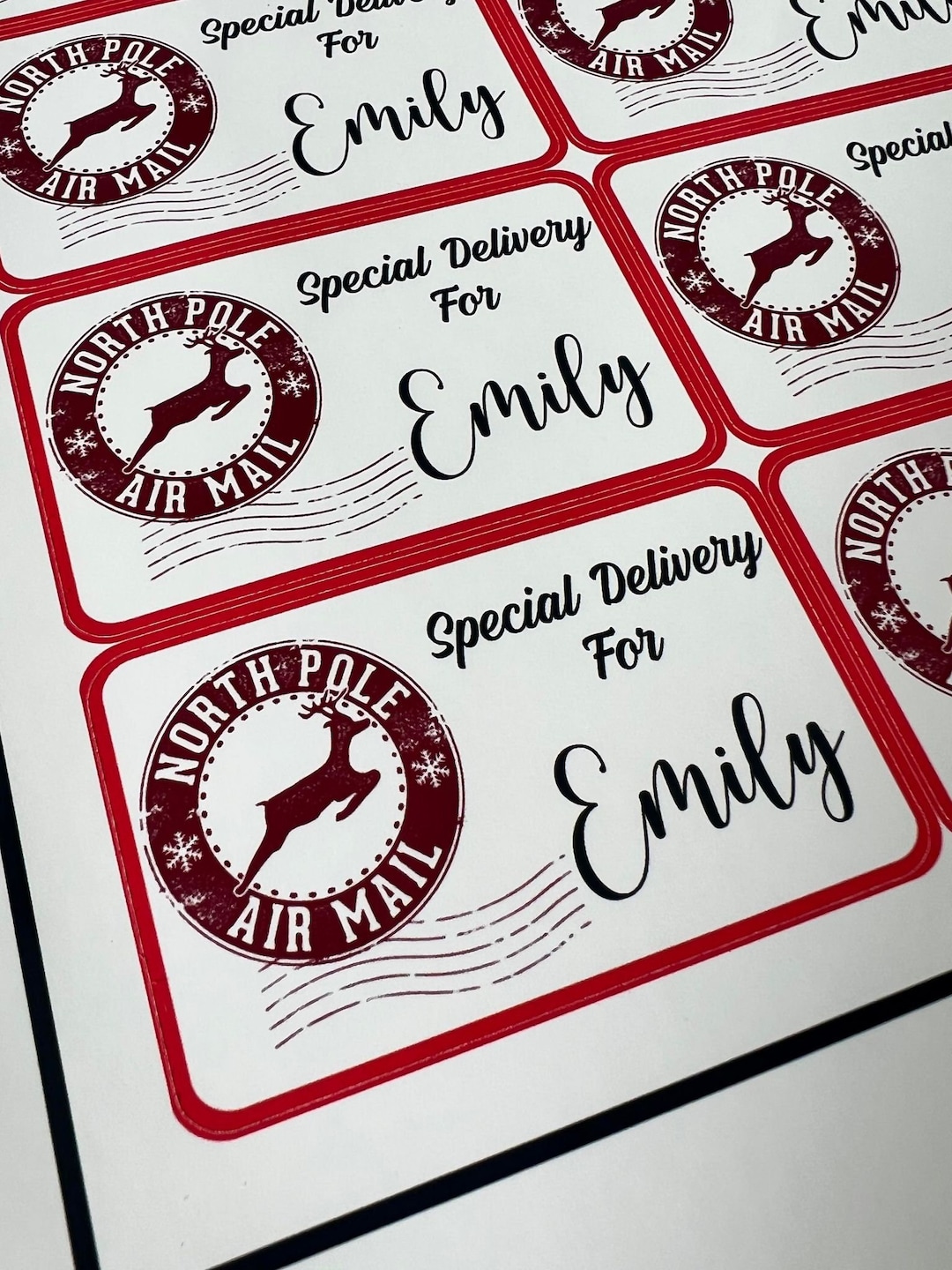Personalised Christmas Stickers, North Pole Stamp Stickers, Christmas ...