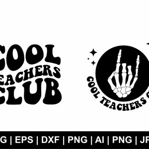 Cool Teachers Club Svg, Wavy Svg, Retro Wavy Text, Teacher Svg, Back To School Svg, Teacher Shirt Svg, Clipart, Svg,Png Cut Files Cricut