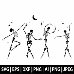 Dancing Skeletons Svg, Halloween Svg, Skeletons Halloween Svg, Funny Dance Svg, Skeleton Svg, Skull Skeleton Clipart, Svg Cut Files Cricut