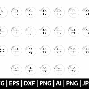 Font Monogram Svg Bundle, Family Monogram Svg, Split Monogram Letters Svg, Wreath Monogram Letter Svg, Monogram Clipart, Svg Cut File Cricut