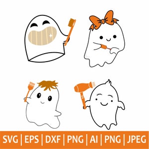 Lindo peluquero fantasma svg, Halloween svg, fantasma svg, peluquero svg, estancia espeluznante svg, espeluznante estilista de pelo fantasma clipart, archivos cortados cricut