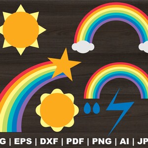 Rainbow SVG Bundle, Rainbow svg, Cloud svg, Weather svg, colourful rainbow svg, rainbow clipart, rainbow png, svg cut file cricut silhouette