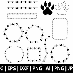 Paw Circle Frame Svg, Paw Print Monogram Svg, Dog Paw Svg, Animal Paw Svg, Dog Lover Svg, Monogram Svg, Dog Clipart Svg, Cut Files Cricut