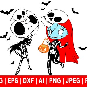 Jack And Sally Svg, Halloween Svg, Jack Skellington Svg, Nightmare Before Svg, Jack Halloween Clipart, Jack Png Cut Files Cricut Silhouette