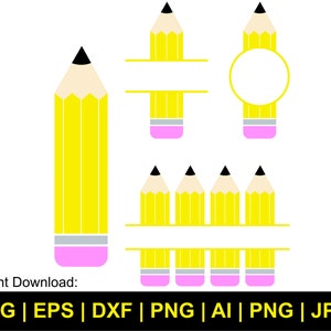 Bleistift Namensrahmen SVG, Schule SVG, Lehrer SVG, Monogramm SVG, Bleistift Clipart, Sublimation, Png, Bleistift geschnitten Dateien Cricut Silhouette