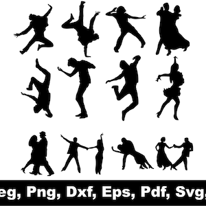 Dance Svg Bundle, Dance Svg, Dancing Team Svg, Couple Dance Svg, Dancing Clipart, Dancer Png Cut Files Cricut Silhouette, Digital Download