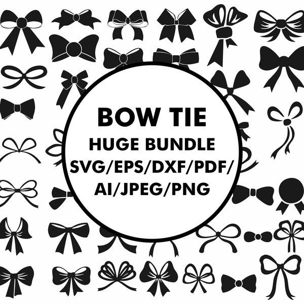 Bow Tie Svg Bundle, Bow Tie Svg, Cheer Bow Svg, Bow Tie Clipart, Bow Ribbon Tie Svg, Bow Tie Svg, Png, Jpg, Dxf Cut Files Cricut Silhouette